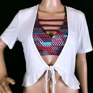 Stephanie by Crystal Women Top Cover Up Drawstring Size S - NWT